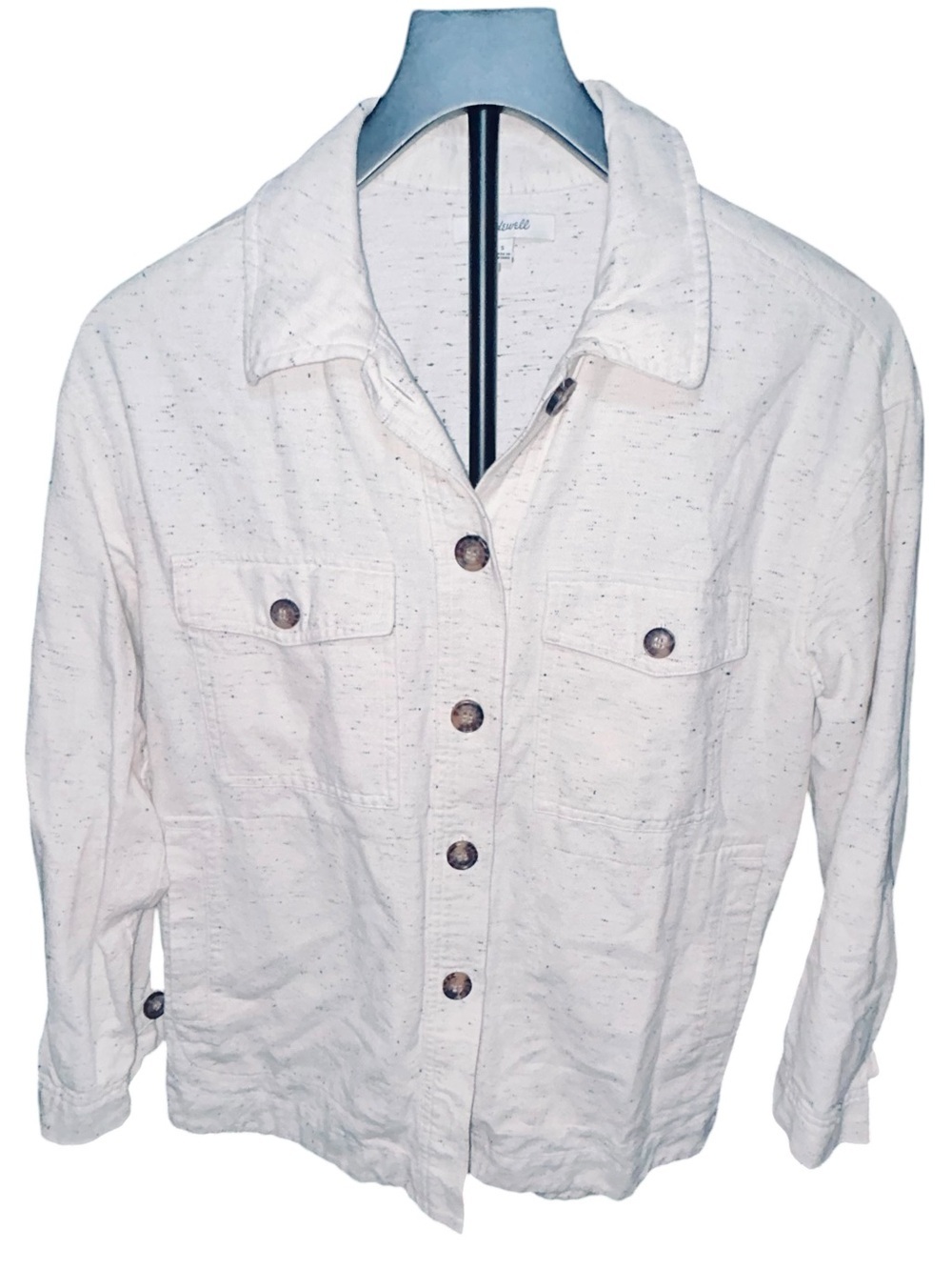 Madewell Cream Button-Front Shirt Jacket